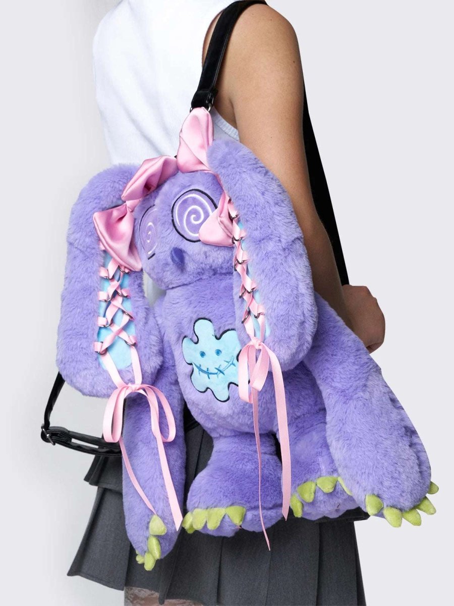 Shop Minga London Minga London x Ema Gaspar Bunny Plush Backpack Backpack for women – premium loungewear and festival fashion at Spoiled Brat