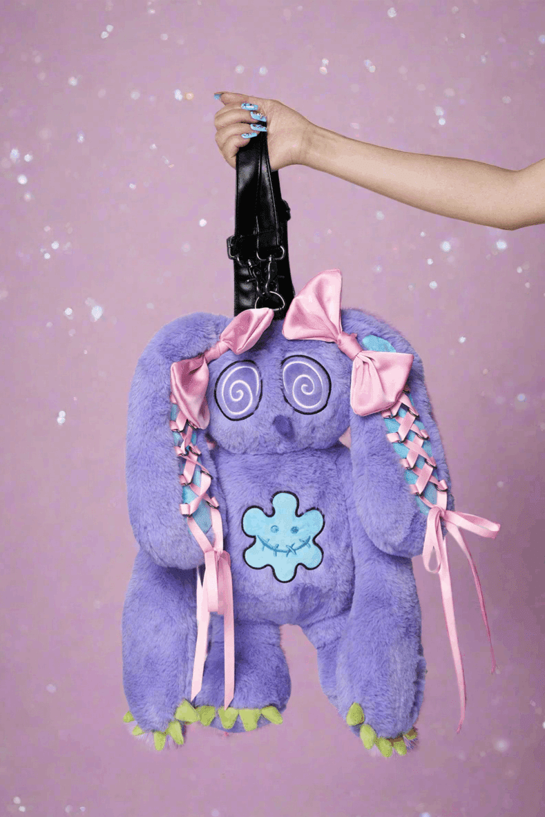 Shop Minga London Minga London x Ema Gaspar Bunny Plush Backpack Backpack for women – premium loungewear and festival fashion at Spoiled Brat