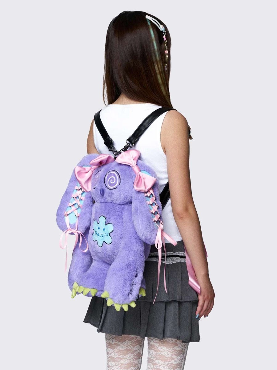 Shop Minga London Minga London x Ema Gaspar Bunny Plush Backpack Backpack for women – premium loungewear and festival fashion at Spoiled Brat