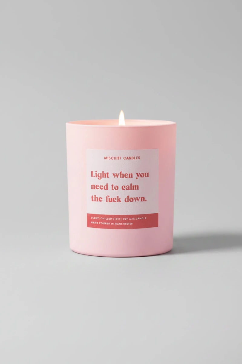 Shop Mischief Candles Funny Calm the Fuck Down Friendship Gift Funny Candle Candles for women – premium loungewear and festival fashion at Spoiled Brat
