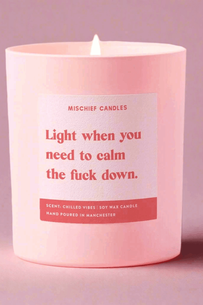 Shop Mischief Candles Funny Calm the Fuck Down Friendship Gift Funny Candle Candles for women – premium loungewear and festival fashion at Spoiled Brat