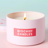 Shop Mischief Candles Hot Girls Do Pilates Pink Tin Candle Candles for women – premium loungewear and festival fashion at Spoiled Brat