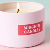 Shop Mischief Candles Hot Girls Do Pilates Pink Tin Candle Candles for women – premium loungewear and festival fashion at Spoiled Brat
