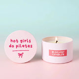 Shop Mischief Candles Hot Girls Do Pilates Pink Tin Candle Candles for women – premium loungewear and festival fashion at Spoiled Brat