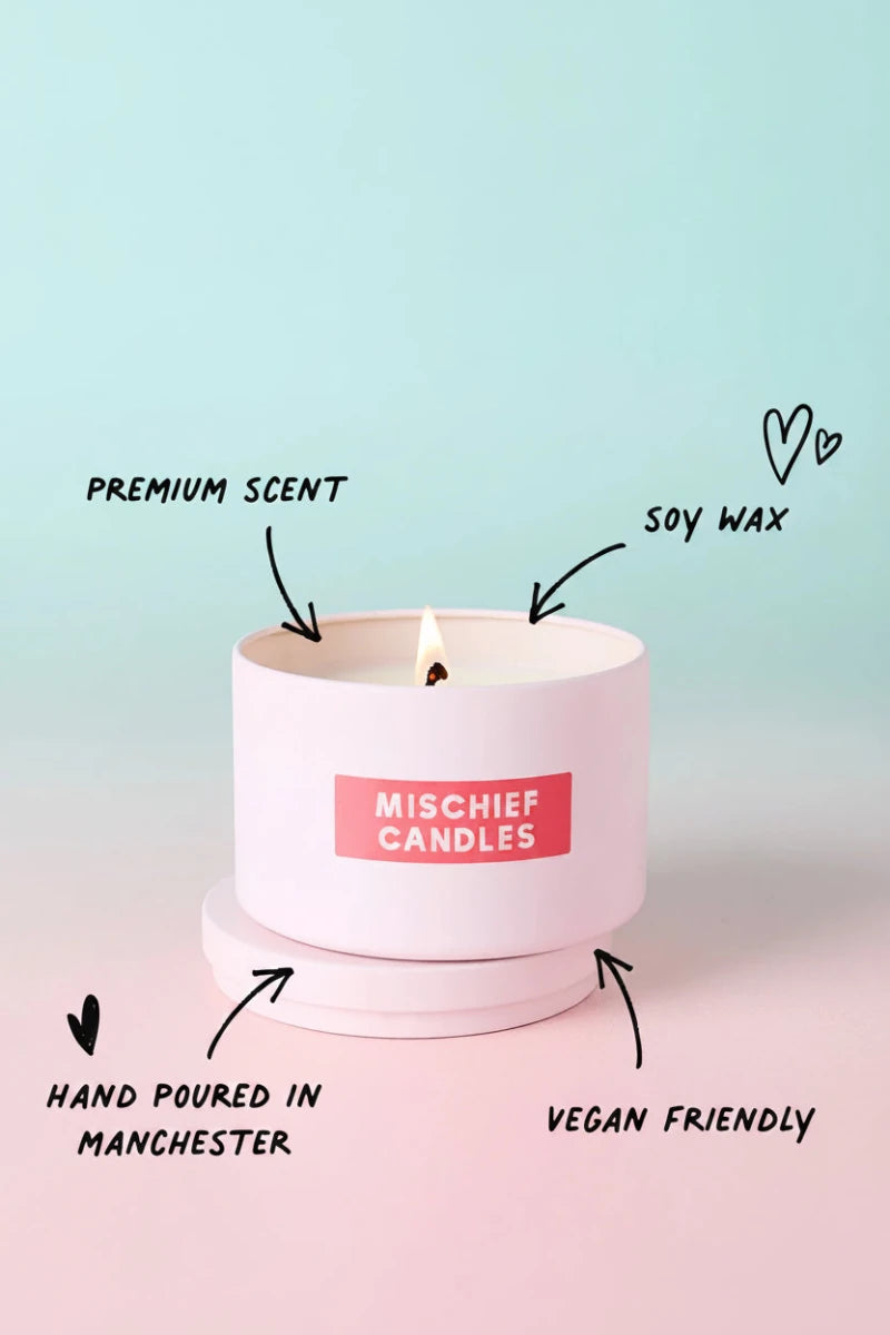 Shop Mischief Candles Hot Girls Do Pilates Pink Tin Candle Candles for women – premium loungewear and festival fashion at Spoiled Brat
