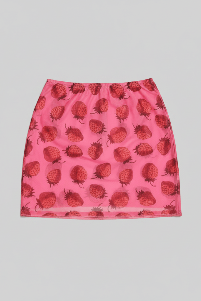 Shop New Girl Order New Girl Order Strawberry Mesh Mini Skirt Mini Skirt for women – premium loungewear and festival fashion at Spoiled Brat