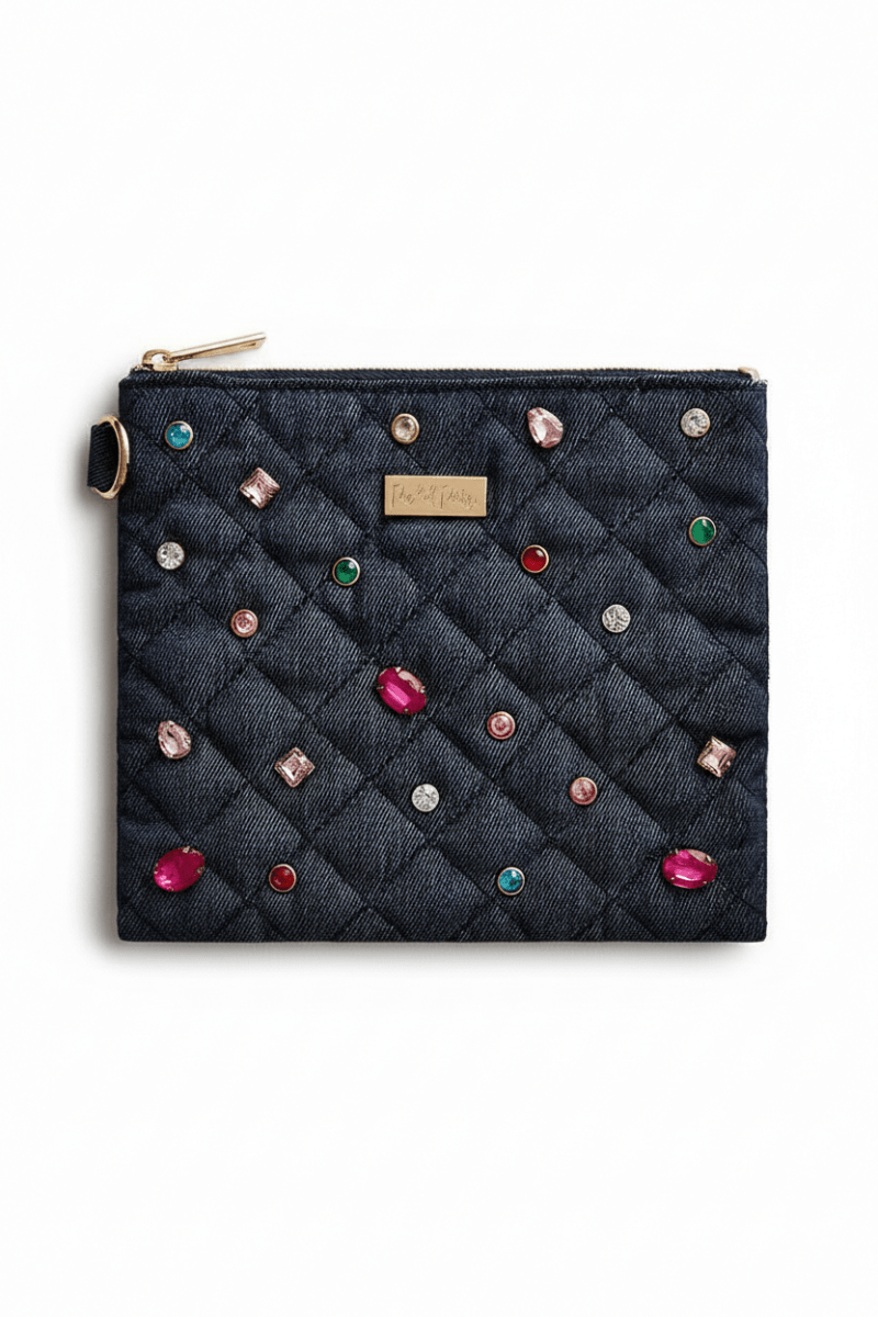 Shop Packed Party Packed Party Back to Fun Denim Everything Pouch Clutch Bag for women – premium loungewear and festival fashion at Spoiled Brat