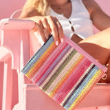 Shop Packed Party Packed Party Bring On The Fun Luxe Woven Rainbow Everything Pouch Bag Clutch Bag for women – premium loungewear and festival fashion at Spoiled Brat