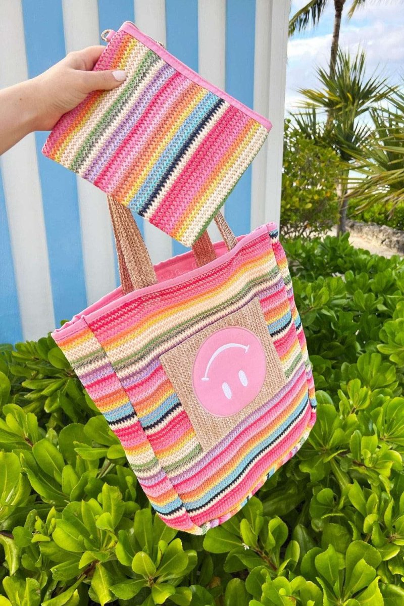 Shop Packed Party Packed Party Bring On The Fun Luxe Woven Rainbow Everything Pouch Bag Clutch Bag for women – premium loungewear and festival fashion at Spoiled Brat