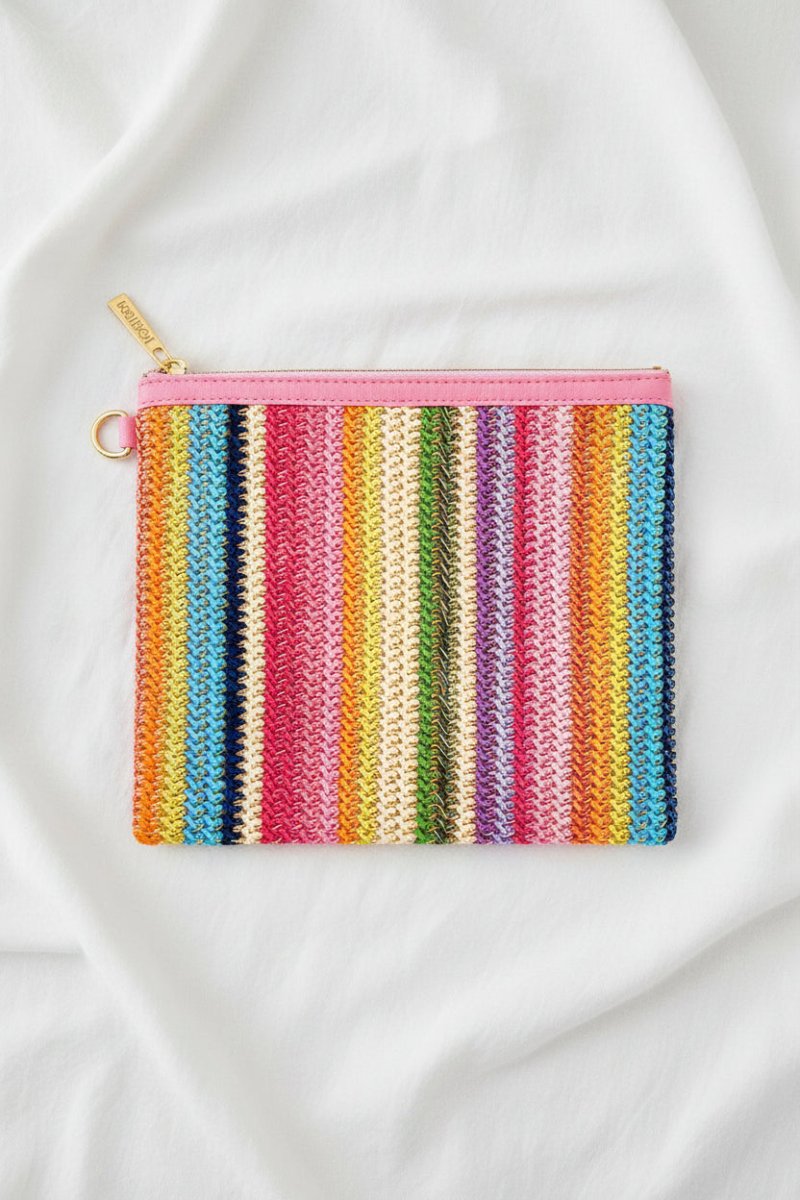 Shop Packed Party Packed Party Bring On The Fun Luxe Woven Rainbow Everything Pouch Bag Clutch Bag for women – premium loungewear and festival fashion at Spoiled Brat