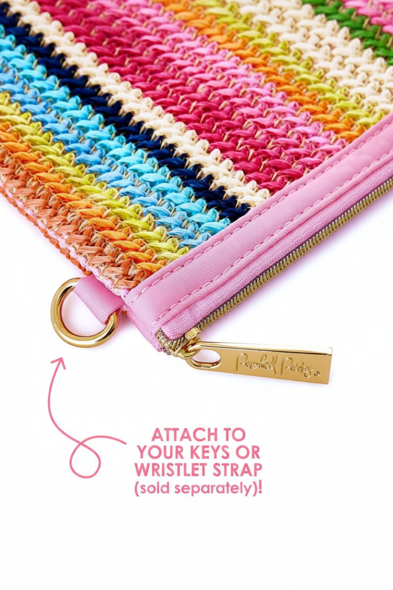 Shop Packed Party Packed Party Bring On The Fun Luxe Woven Rainbow Everything Pouch Bag Clutch Bag for women – premium loungewear and festival fashion at Spoiled Brat