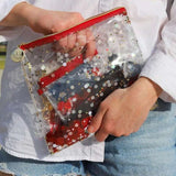 Shop Packed Party Packed Party Spirit Squad Rally Red Confetti Everything Pouch Clutch Bag for women – premium loungewear and festival fashion at Spoiled Brat