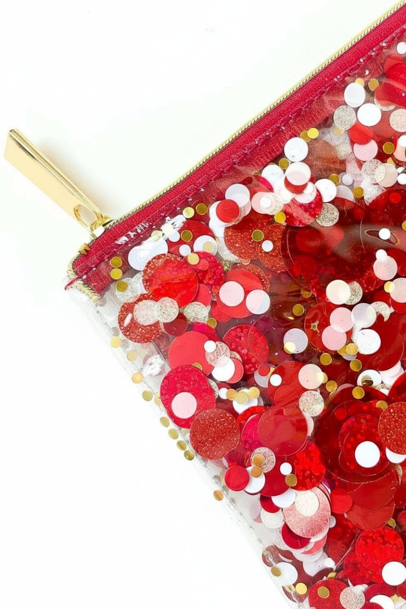 Shop Packed Party Packed Party Spirit Squad Rally Red Confetti Everything Pouch Clutch Bag for women – premium loungewear and festival fashion at Spoiled Brat