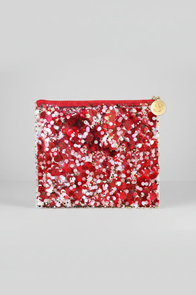 Shop Packed Party Packed Party Spirit Squad Rally Red Confetti Everything Pouch Clutch Bag for women – premium loungewear and festival fashion at Spoiled Brat