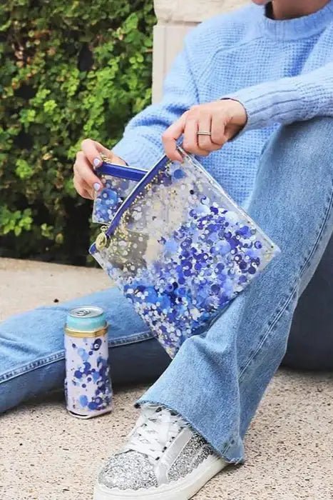 Packed Party Spirit Squad True Blue Confetti Everything Pouch by Packed Party – Clutch Bag – Blue | Spoiled Brat UK