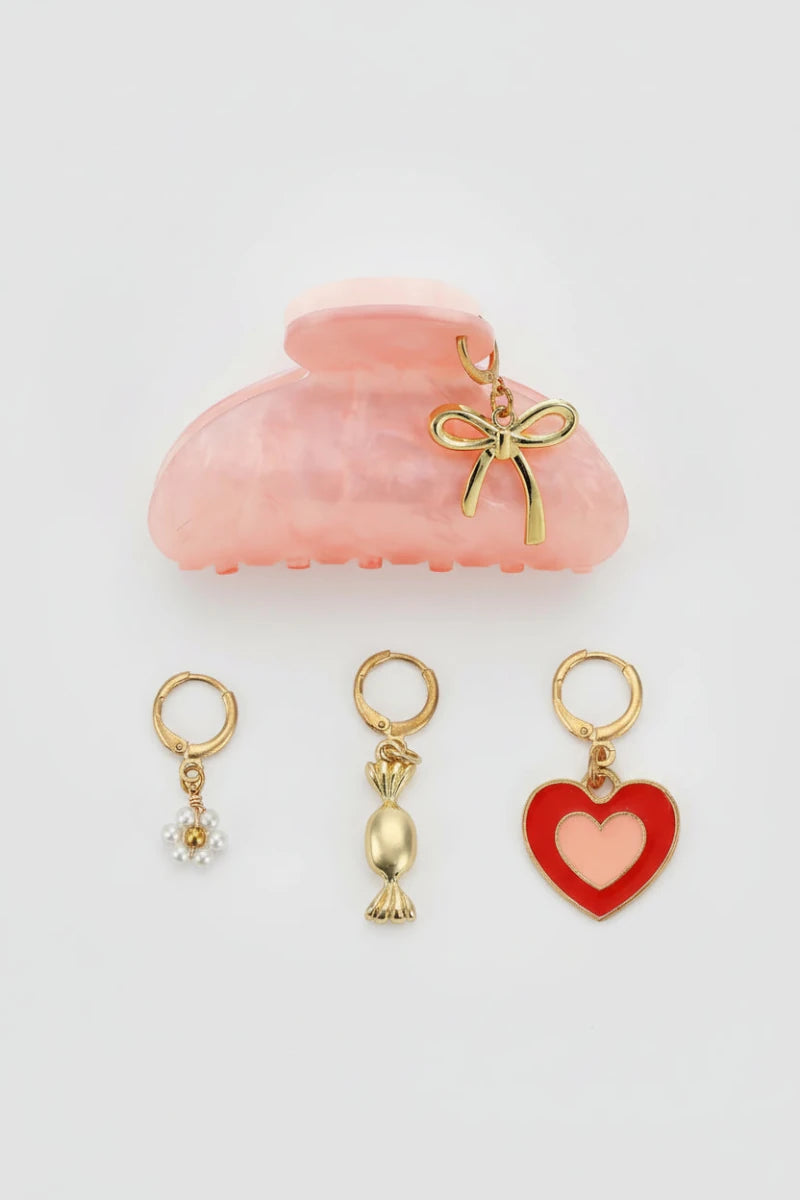 Shop Packed Party Packed Party Sweetheart Claw Hair Clip and Charms Set (includes 4 charms) Hair Clip for women – premium loungewear and festival fashion at Spoiled Brat