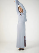 Pixie & Peach Chloe Cosy Bow Maxi Skirt by Pixie and Peach – Maxi Skirt – Blue | Spoiled Brat UK