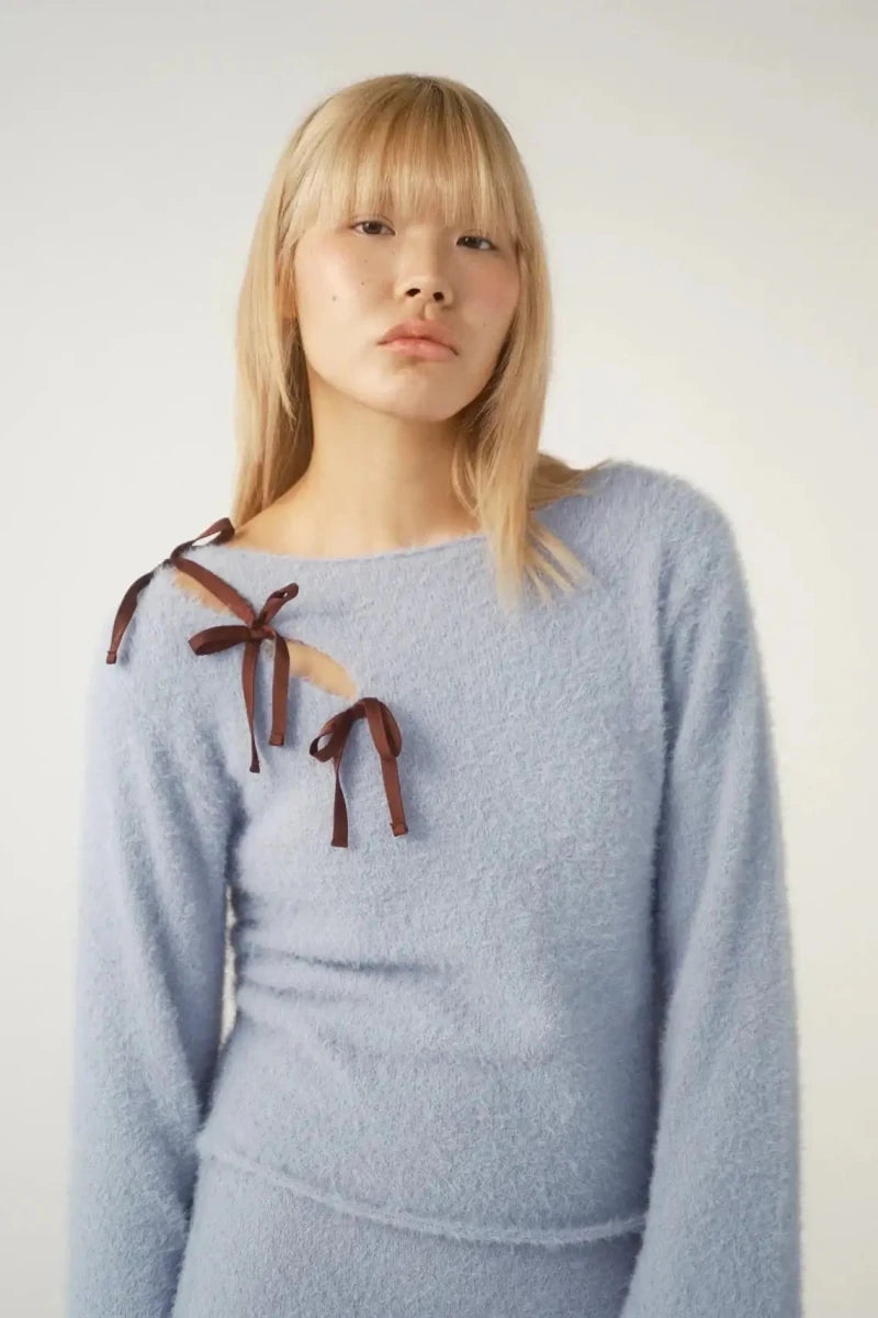 Shop Pixie and Peach Pixie & Peach Chloe Cosy Bow Top Jumper for women – premium loungewear and festival fashion at Spoiled Brat