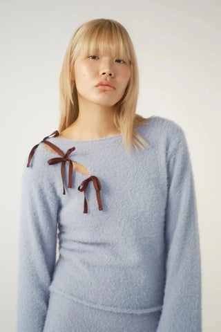 Shop Pixie and Peach Pixie & Peach Chloe Cosy Bow Top Jumper for women – premium loungewear and festival fashion at Spoiled Brat