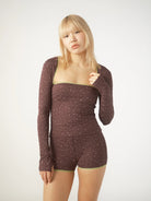 Pixie & Peach Gwen Leopard Jacquard Booty Short - Spoiled Brat