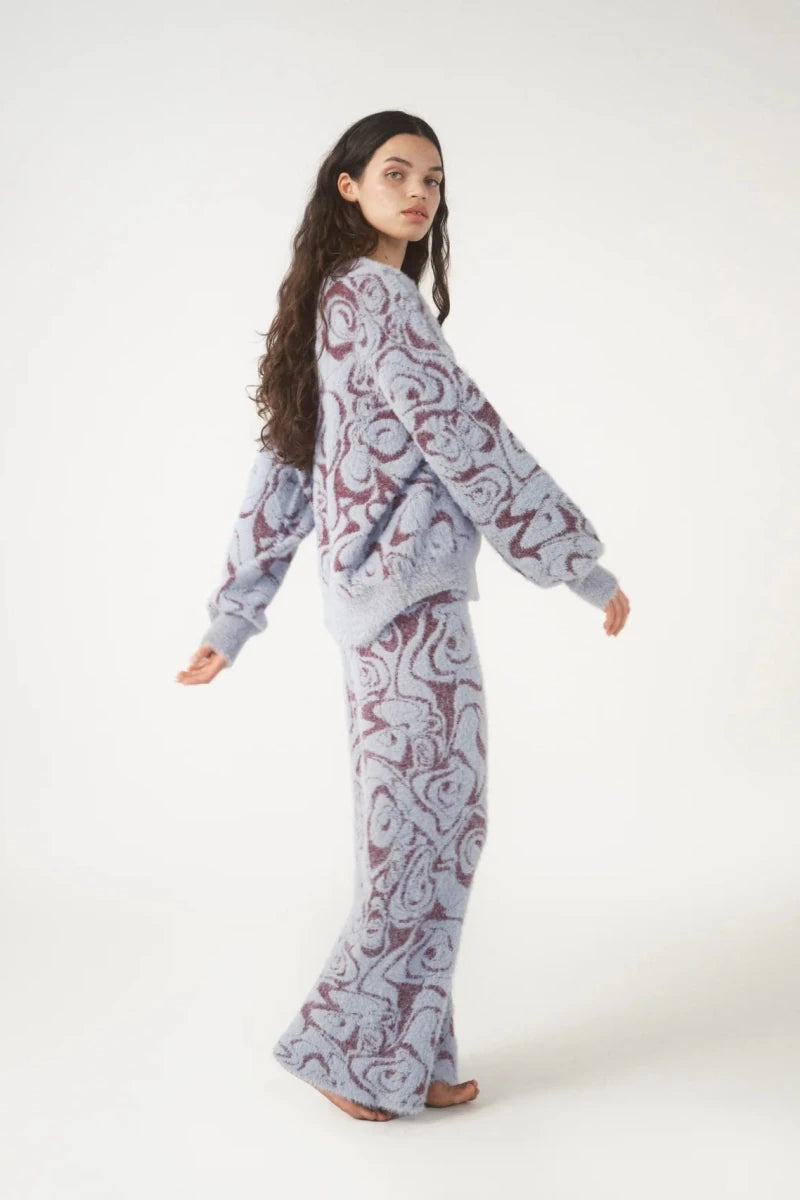 Shop Pixie and Peach Pixie & Peach Hope Jacquard Knitted Jumper Hoodie for women – premium loungewear and festival fashion at Spoiled Brat