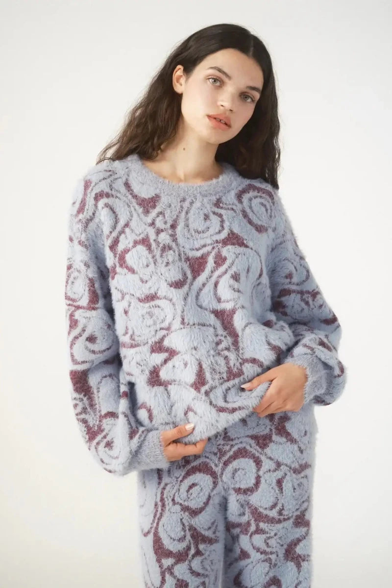 Shop Pixie and Peach Pixie & Peach Hope Jacquard Knitted Jumper Hoodie for women – premium loungewear and festival fashion at Spoiled Brat