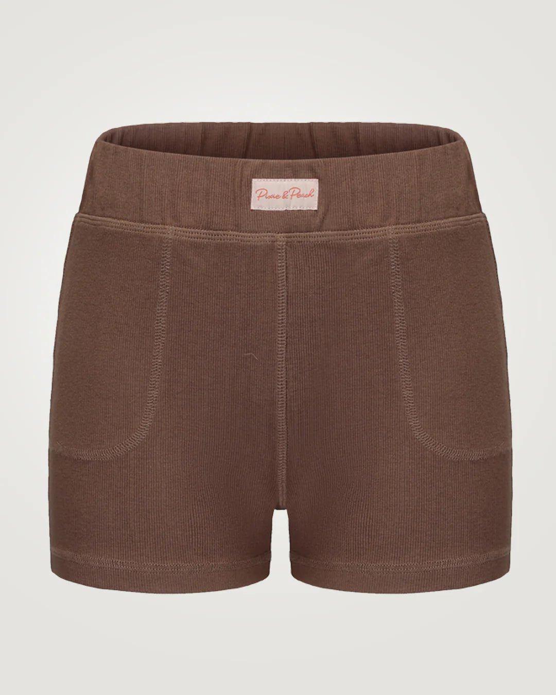 Pixie & Peach Peggy Rib Booty Short by Pixie and Peach – Shorts – Brown | Spoiled Brat UK