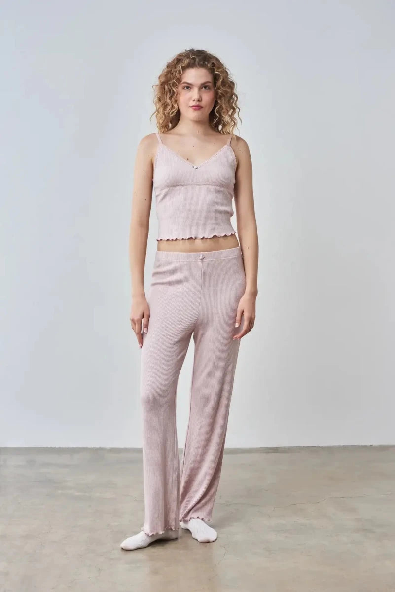 Shop Pixie and Peach Pixie & Peach Rose Cami & Lounge PJ Trouser Set Pyjamas for women – premium loungewear and festival fashion at Spoiled Brat