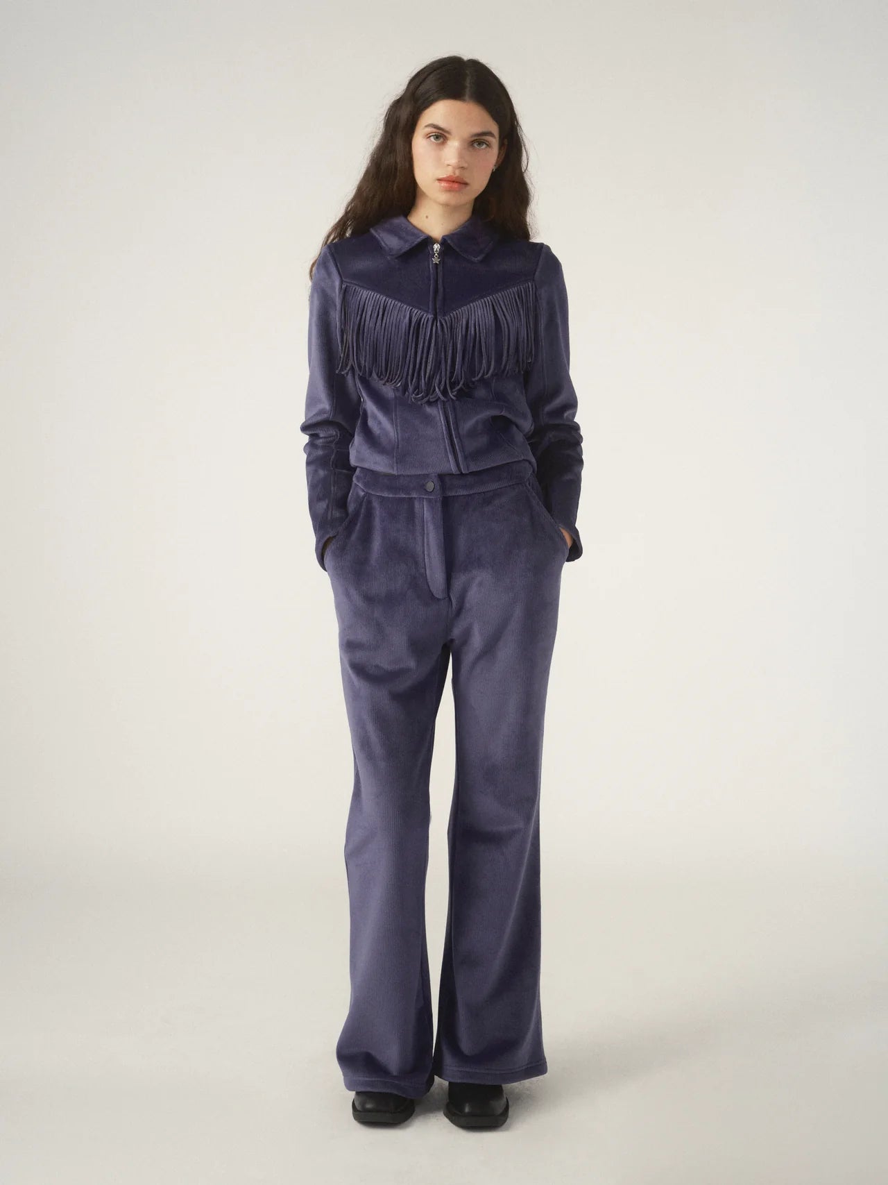 Shop Pixie and Peach Pixie & Peach Shania Tassel Velour Zip Up Sweater for women – premium loungewear and festival fashion at Spoiled Brat