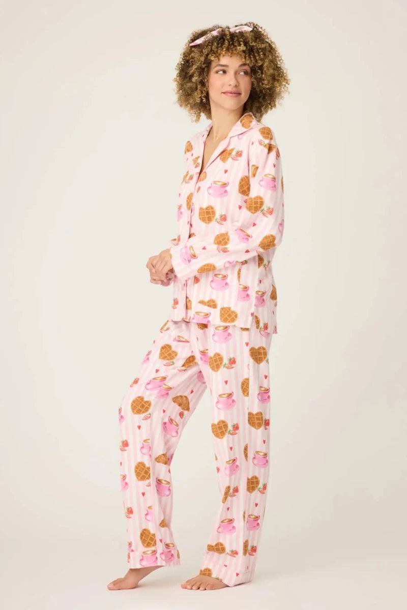 Shop PJ Salvage PJ Salvage Brunch Club Breakfast 3 - Piece Flannel PJ Set Pyjamas for women – premium loungewear and festival fashion at Spoiled Brat