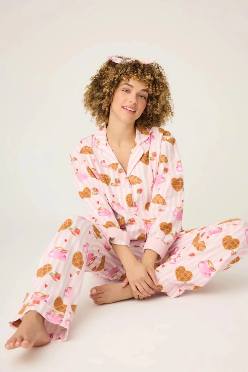 Shop PJ Salvage PJ Salvage Brunch Club Breakfast 3 - Piece Flannel PJ Set Pyjamas for women – premium loungewear and festival fashion at Spoiled Brat