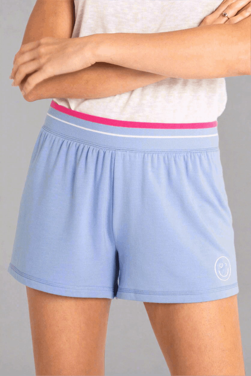 PJ Salvage Choose Happy Blue PJ Shorts by PJ Salvage – Pyjamas – Blue | Spoiled Brat UK