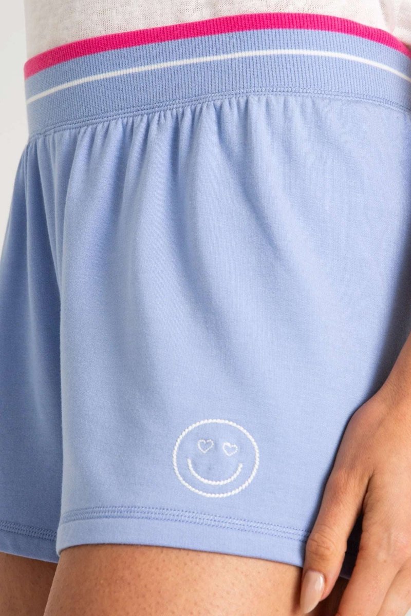 Shop PJ Salvage PJ Salvage Choose Happy Blue PJ Shorts Pyjamas for women – premium loungewear and festival fashion at Spoiled Brat