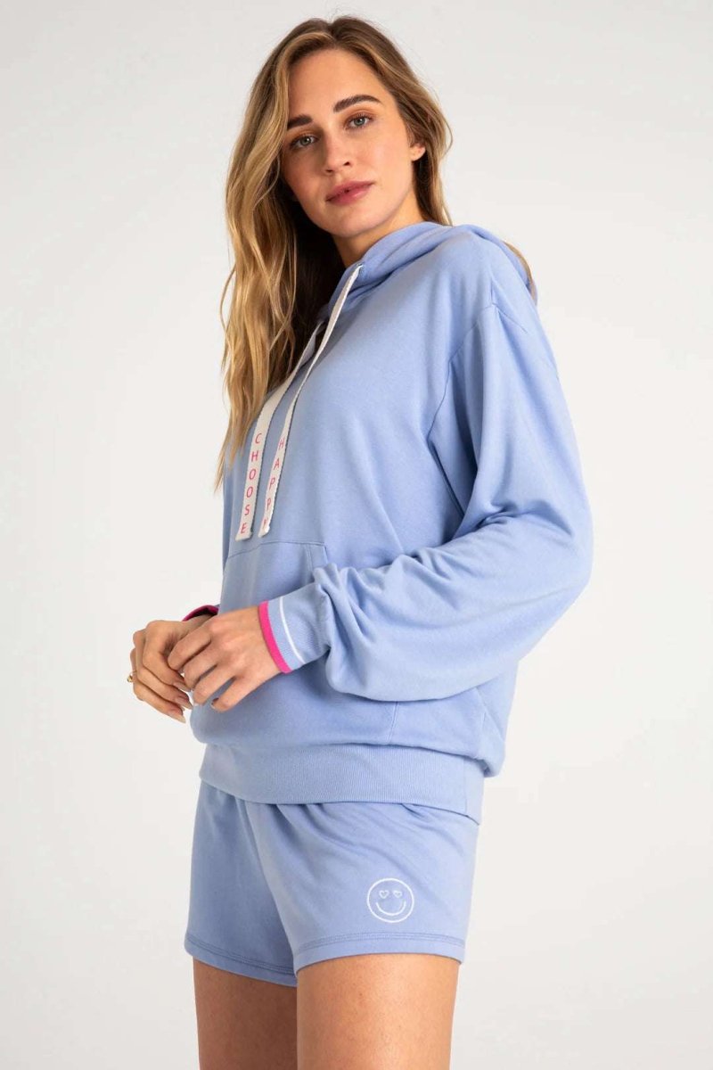 Shop PJ Salvage PJ Salvage Choose Happy Long Sleeve Hooded Top Hooded Sweatshirt for women – premium loungewear and festival fashion at Spoiled Brat