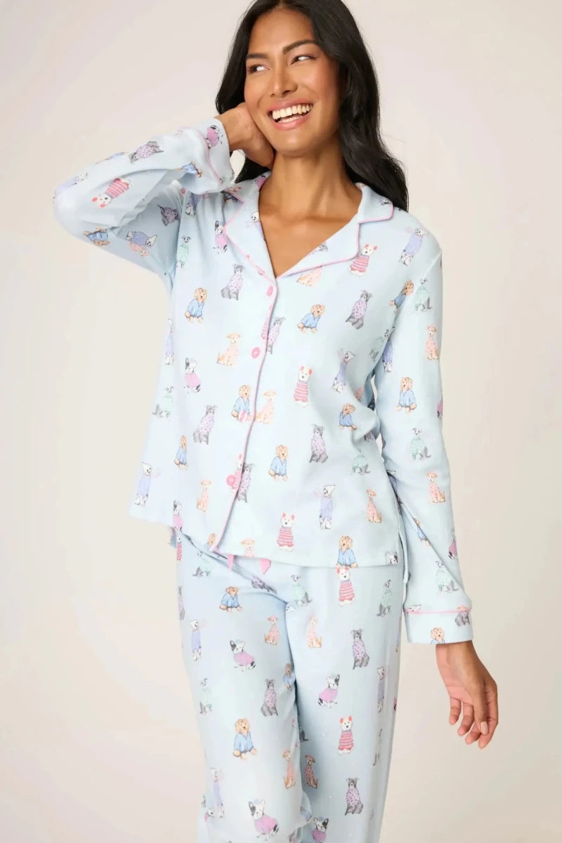 Shop PJ Salvage PJ Salvage Doggone Cold Dog Print Pointelle PJ Set Pyjamas for women – premium loungewear and festival fashion at Spoiled Brat