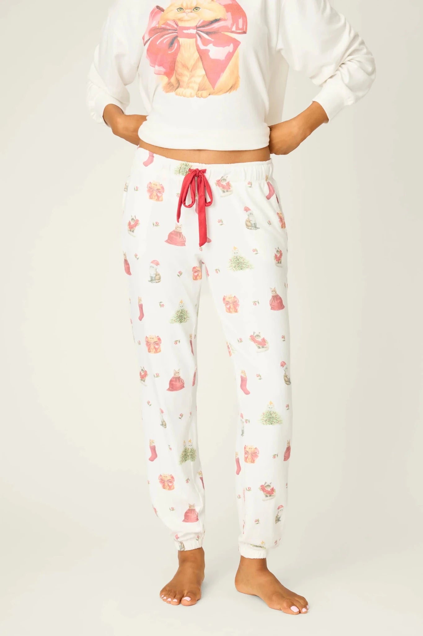 PJ Salvage Feline Festive Cat Print Banded PJ Pants as seen on Chloe Sims - Spoiled Brat