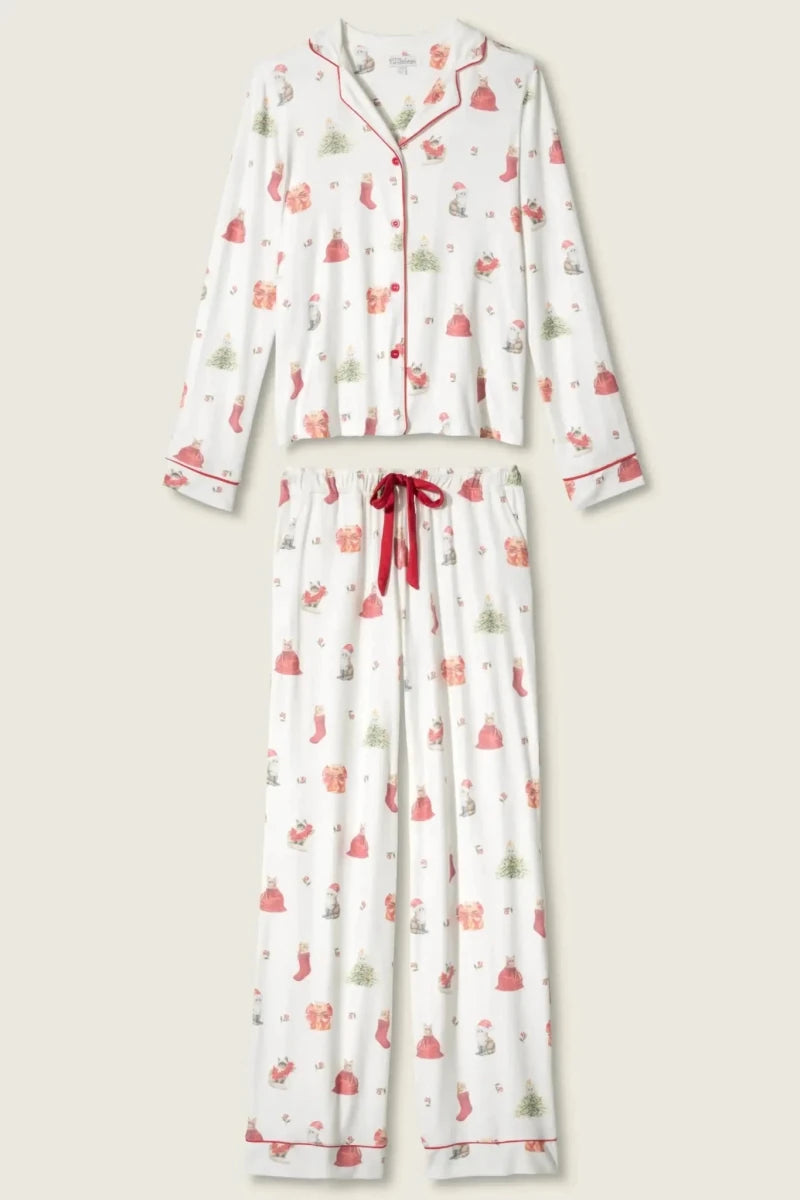 Shop PJ Salvage PJ Salvage Feline Festive Cat Print Christmas PJ Set Pyjamas for women – premium loungewear and festival fashion at Spoiled Brat