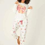 Shop PJ Salvage PJ Salvage Feline Festive Cat Print Sweater as seen on Chloe Sims Sweater for women – premium loungewear and festival fashion at Spoiled Brat