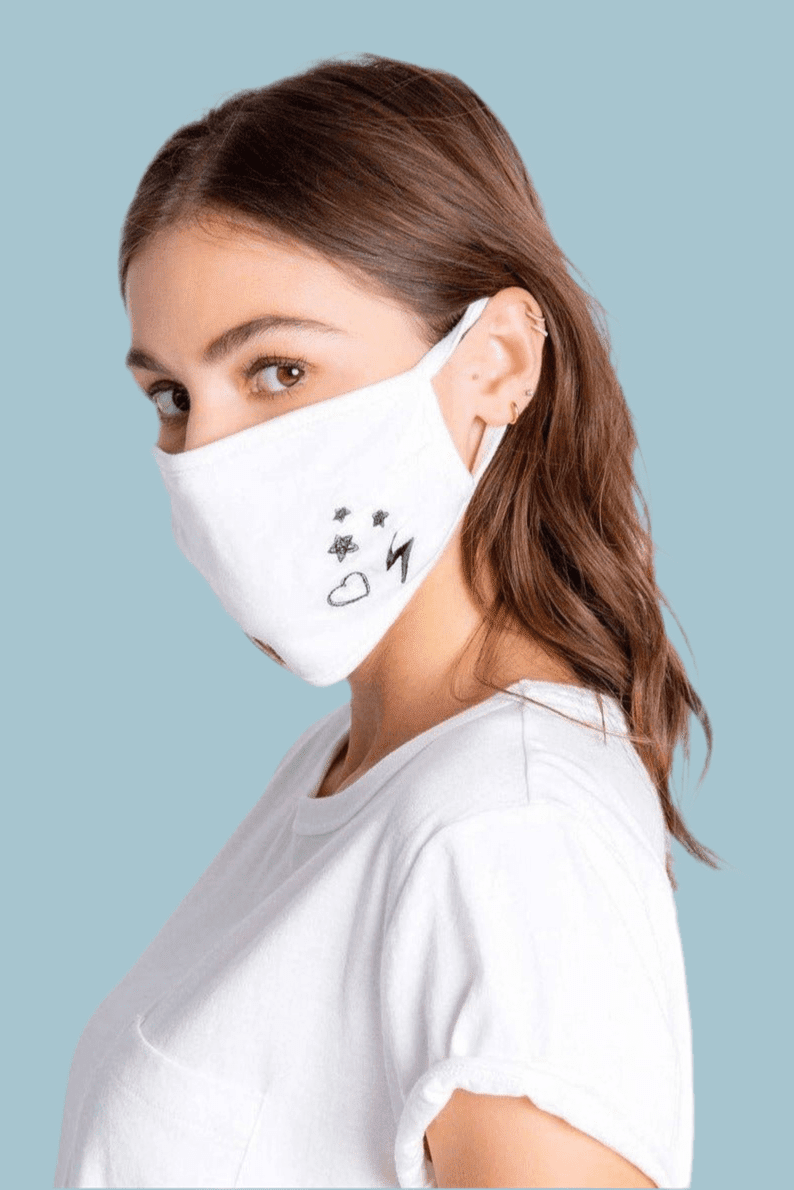Shop PJ Salvage PJ Salvage Ivory Face Mask with Stars & Hearts Face Mask for women – premium loungewear and festival fashion at Spoiled Brat