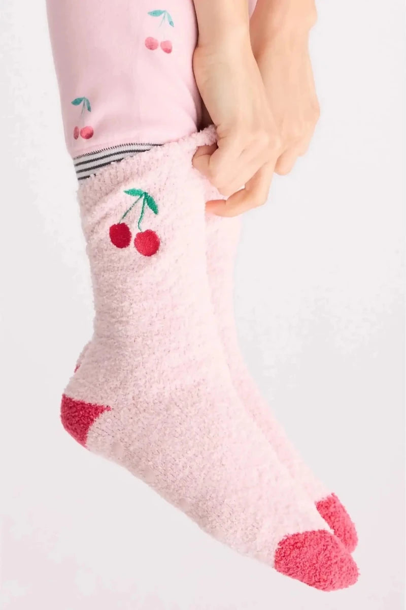 Shop PJ Salvage PJ Salvage Life is Sweet Cherry Fun Socks Socks for women – premium loungewear and festival fashion at Spoiled Brat