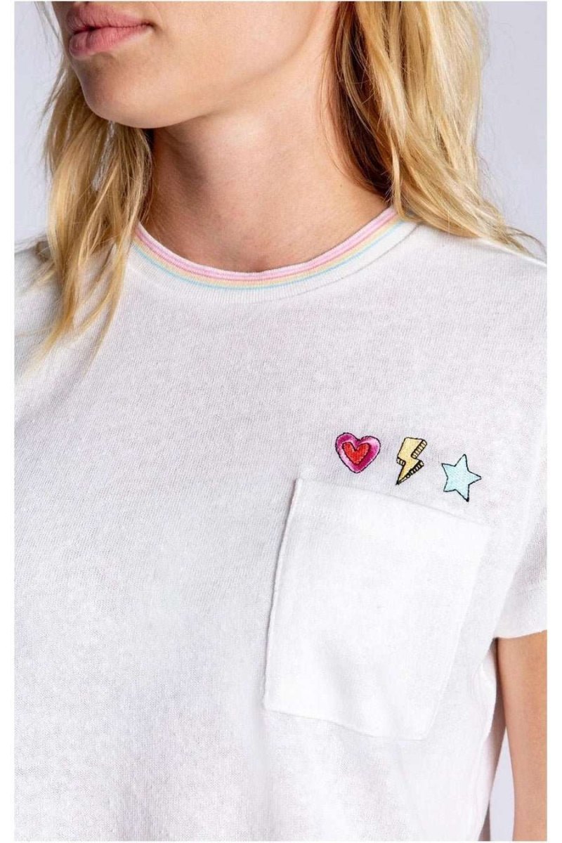 Shop PJ Salvage PJ Salvage One Love Embroidered T-Shirt T-Shirt for women – premium loungewear and festival fashion at Spoiled Brat