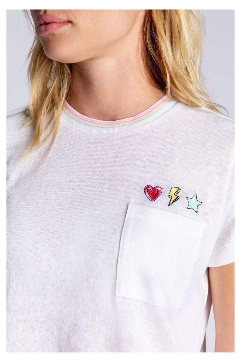 Shop PJ Salvage PJ Salvage One Love Embroidered T-Shirt T-Shirt for women – premium loungewear and festival fashion at Spoiled Brat