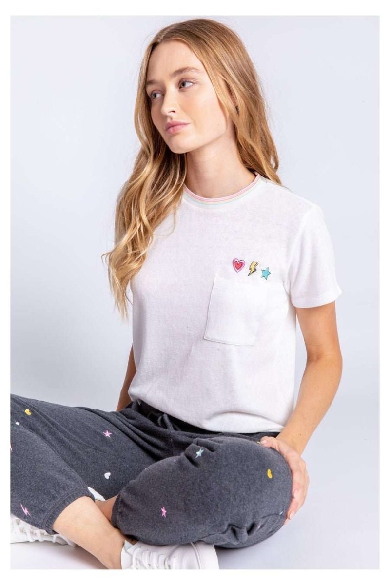 Shop PJ Salvage PJ Salvage One Love Embroidered T-Shirt T-Shirt for women – premium loungewear and festival fashion at Spoiled Brat