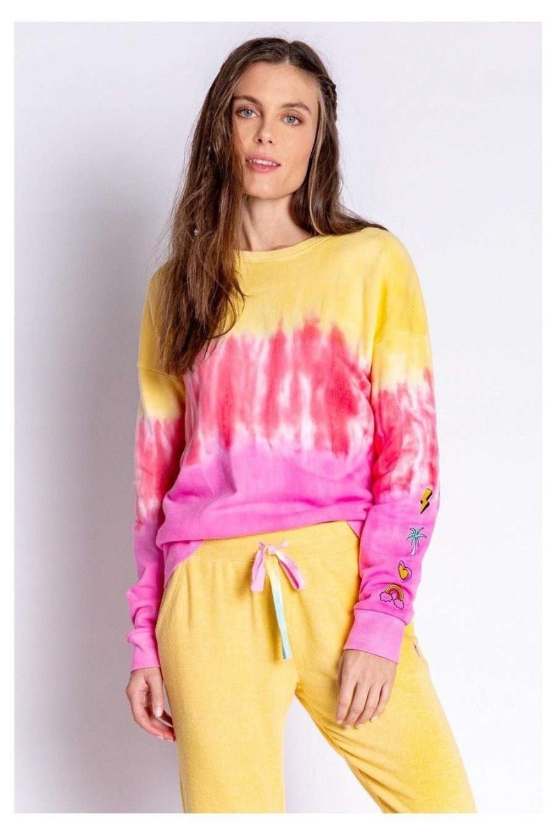 Shop PJ Salvage PJ Salvage One Love Ombre Tie Dye Crew Neck Long Sleeve Sweater Sweater for women – premium loungewear and festival fashion at Spoiled Brat