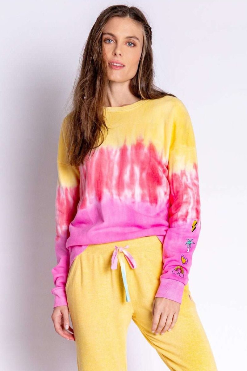 Shop PJ Salvage PJ Salvage One Love Ombre Tie Dye Crew Neck Long Sleeve Sweater Sweater for women – premium loungewear and festival fashion at Spoiled Brat