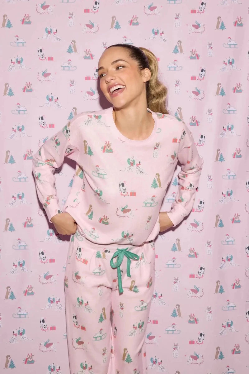 Shop PJ Salvage PJ Salvage Peace & Pawlidays Dog Print PJ Top Pyjamas for women – premium loungewear and festival fashion at Spoiled Brat
