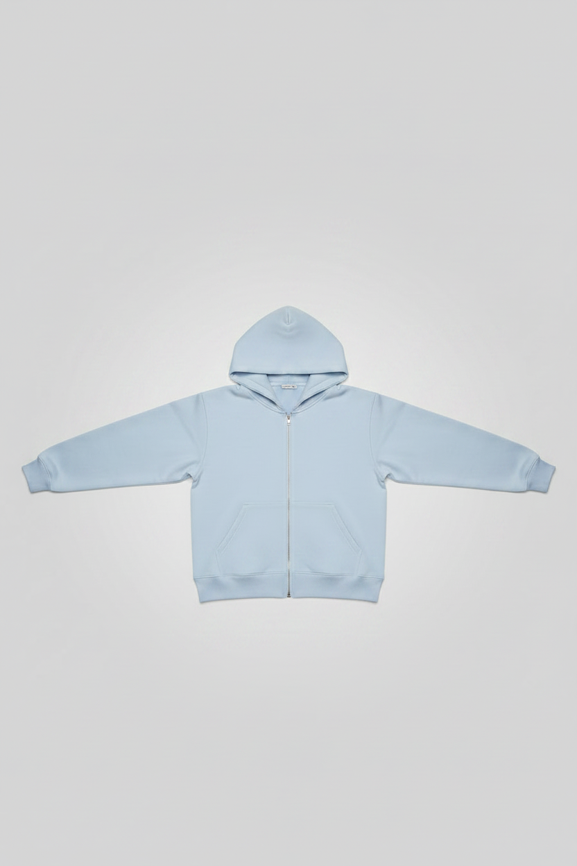 Light blue hoodie on a light gray background