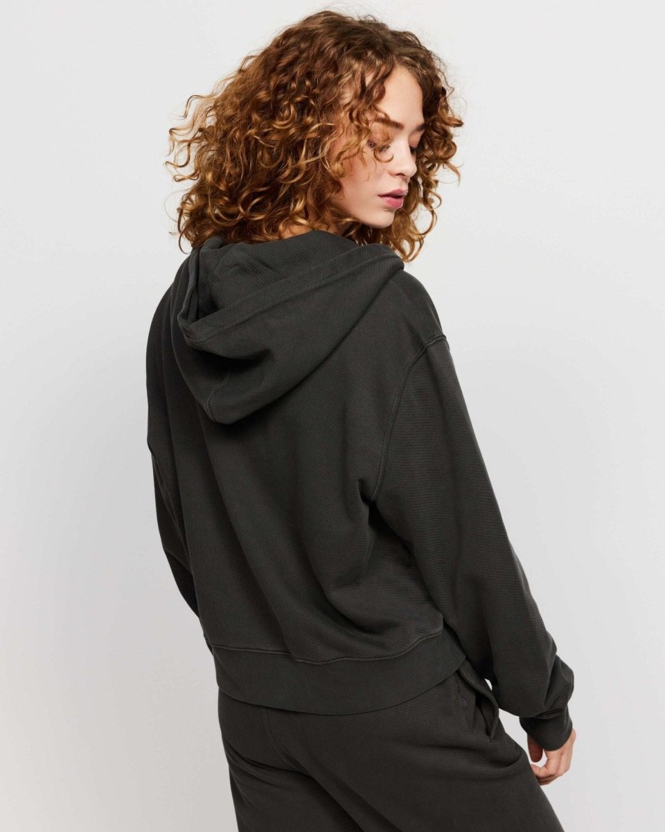 Shop Samii Ryan Samii Ryan Black Stone Wash Zip - Up Hoodie Hooded Sweatshirt for women – premium loungewear and festival fashion at Spoiled Brat