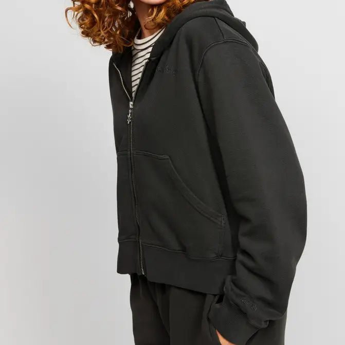 Shop Samii Ryan Samii Ryan Black Stone Wash Zip - Up Hoodie Hooded Sweatshirt for women – premium loungewear and festival fashion at Spoiled Brat