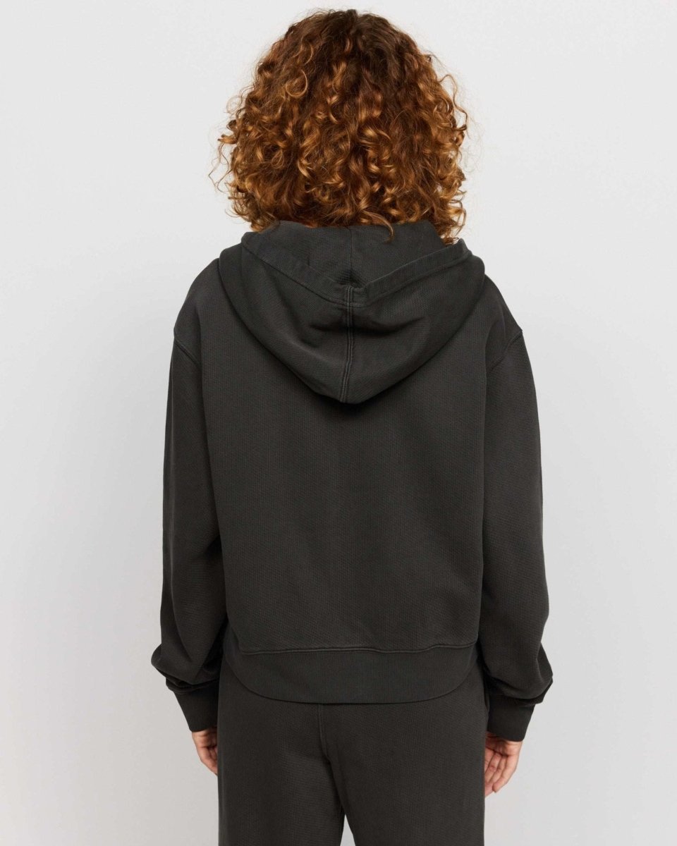 Shop Samii Ryan Samii Ryan Black Stone Wash Zip - Up Hoodie Hooded Sweatshirt for women – premium loungewear and festival fashion at Spoiled Brat